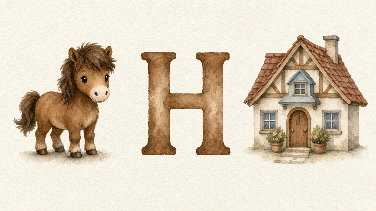 Het paard (Hisaan), de letter H, H van het huis
