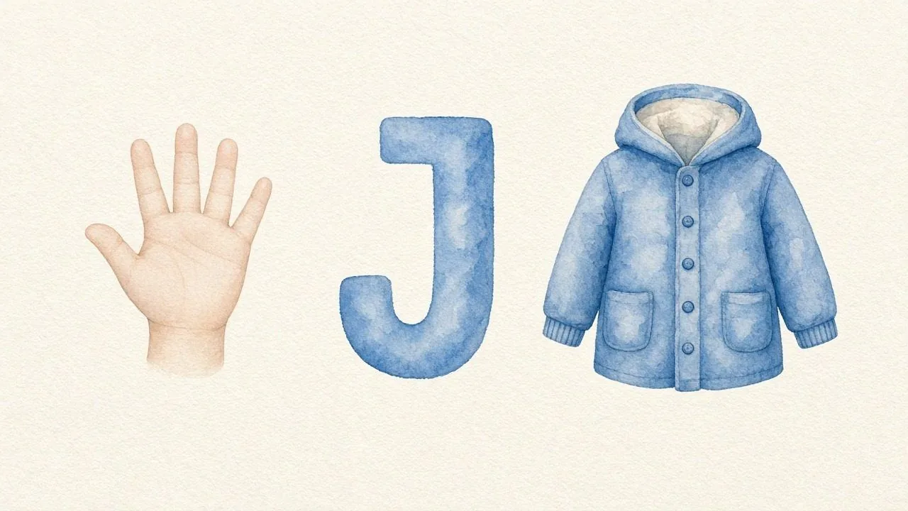 De hand (Jad), de letter J, J van de jas