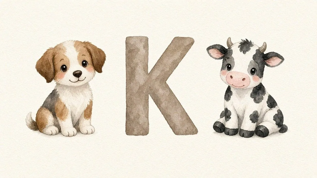 De hond (Kalb), de letter K, K van de koe