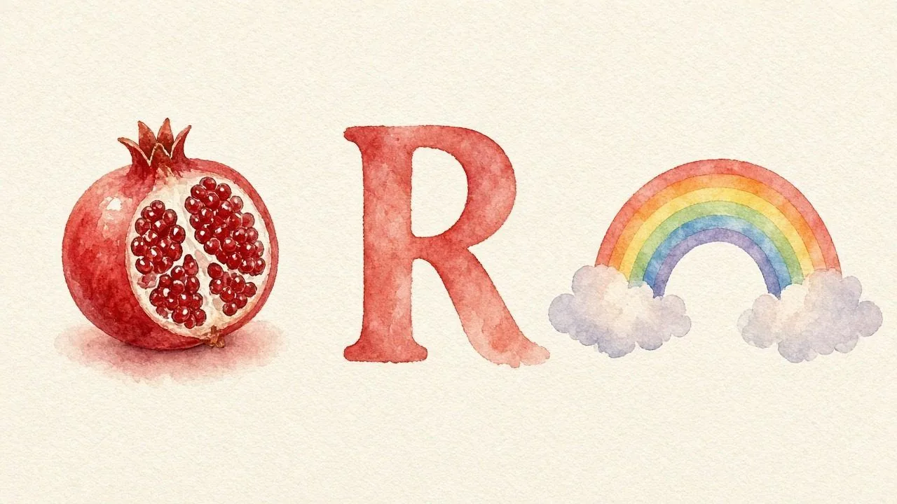 De granaatappel (Roemmaan), de letter R, R van de regenboog