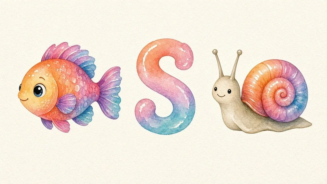 De vis (Samaka), de letter S, S van de slak