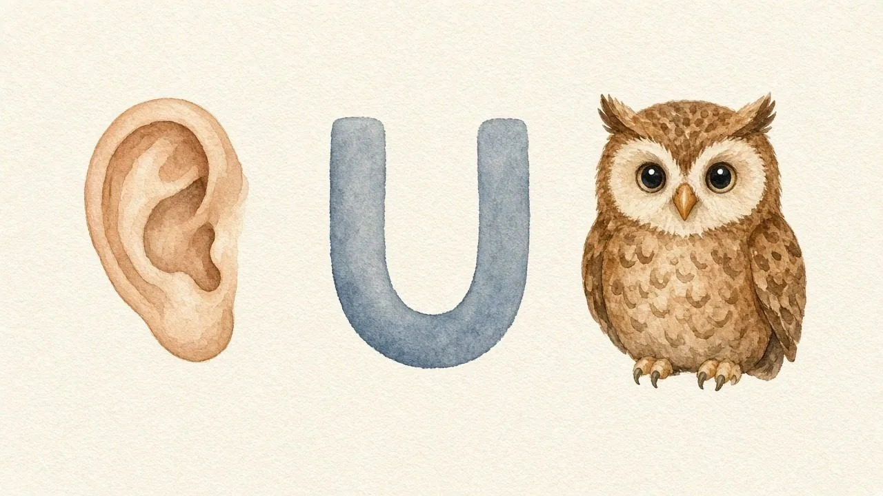 Het oor (Oedhoen), de letter U, U van de uil