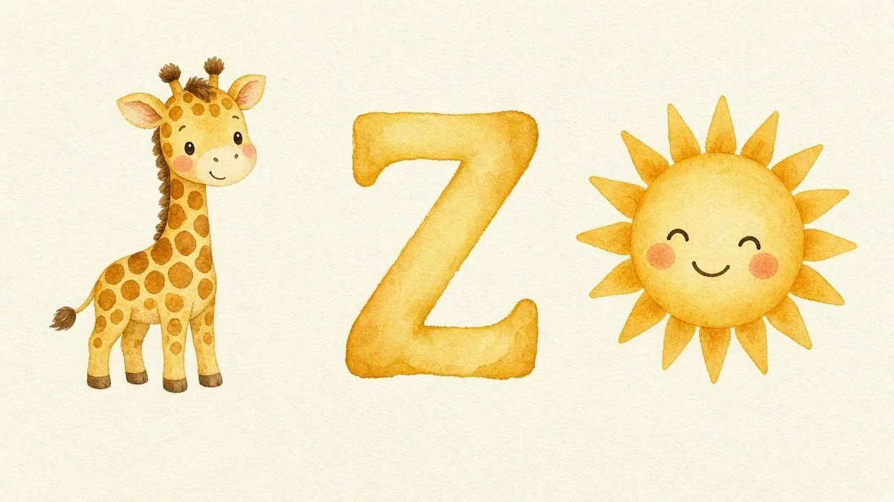 De giraf (Zaraafa), de letter Z, Z van de zon