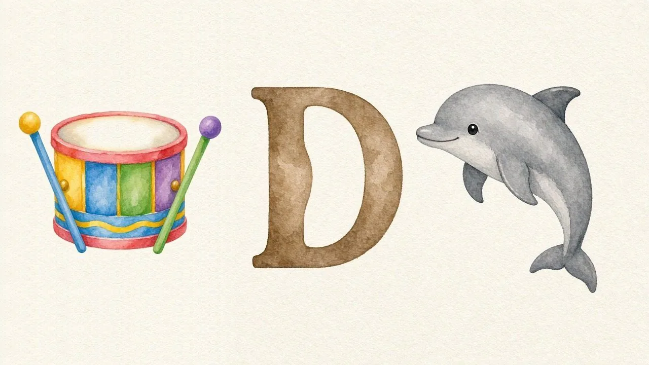 De trommel (Davul), de letter D, D van de dolfijn