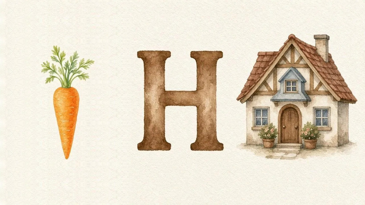 De wortel (Havuç), de letter H, H van het huis