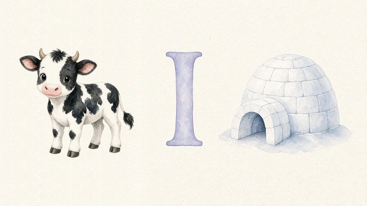 De koe (İnek), de letter I, I van de iglo