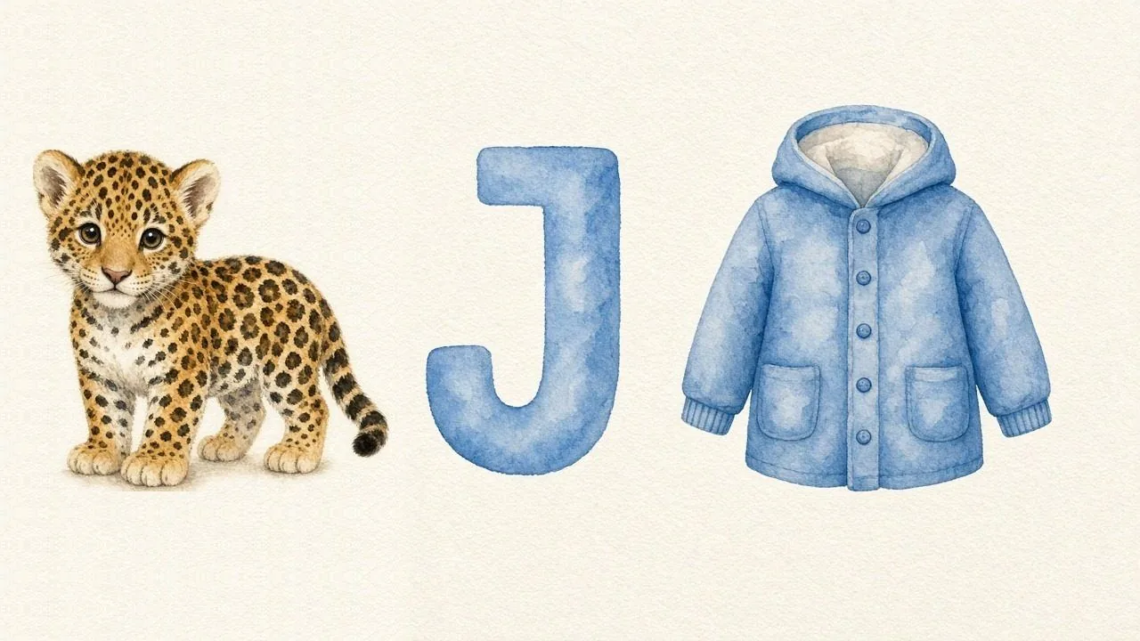 De jaguar (Jaguar), de letter J, J van de jas