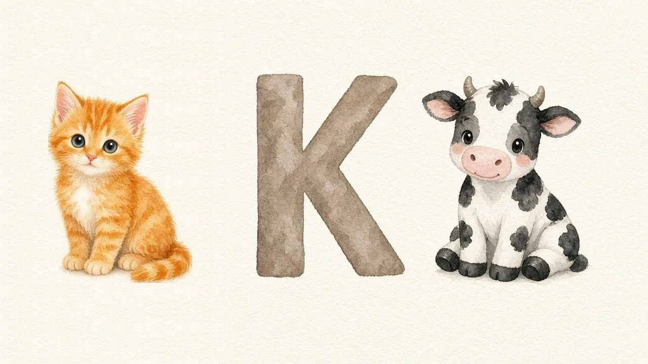 De kat (Kedi), de letter K, K van de koe