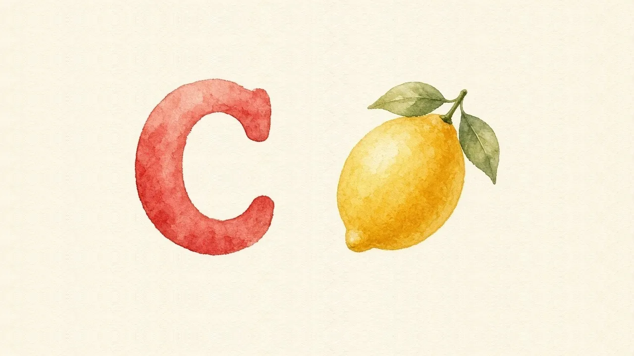 de letter C, C van de citroen
