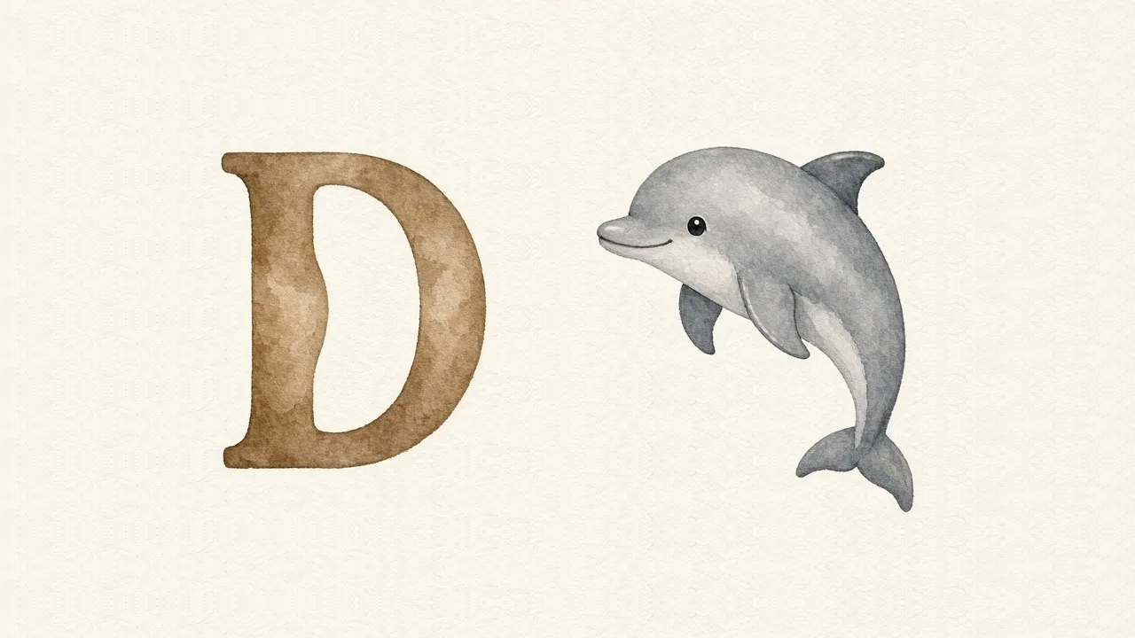 de letter D, D van de dolfijn