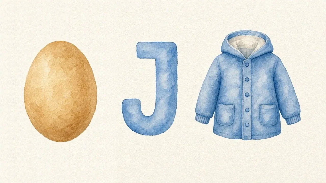 Het ei (Jajko), de letter J, J van de jas