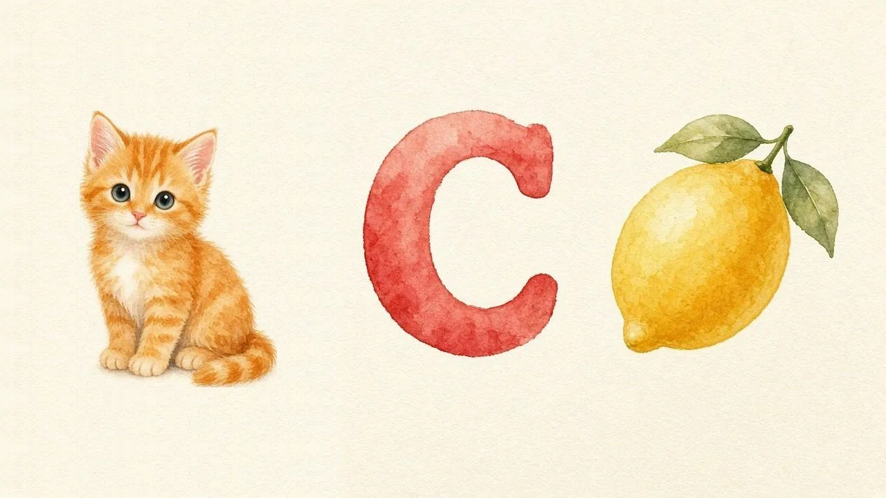 De kat (Cat), de letter C, C van de citroen