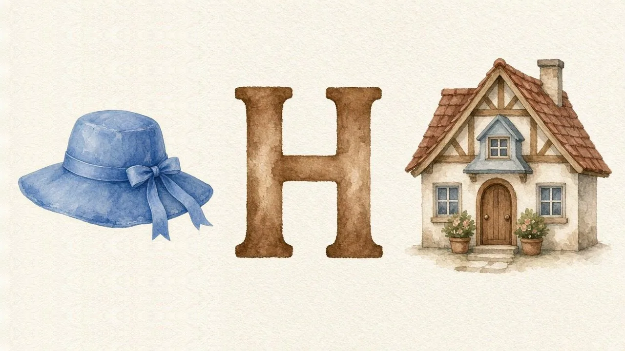 De hoed (Hat), de letter H, H van het huis